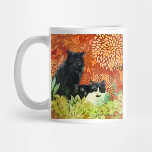 Desert Cat Brothers Negative Painting Orange Background Mug